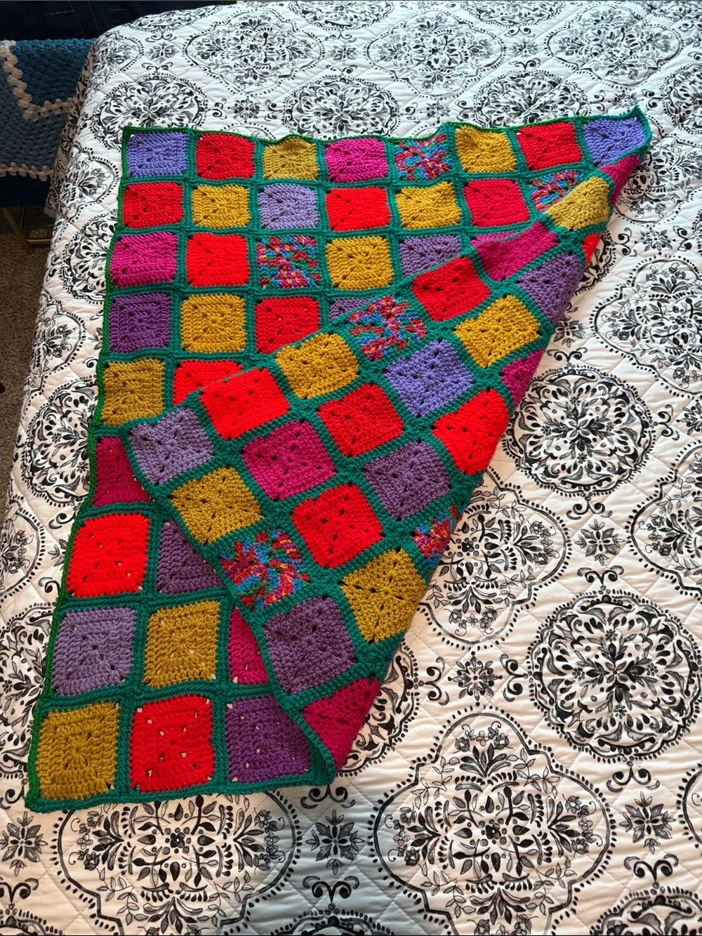 Handmade Multicolor Granny square Crochet lap Blanket
